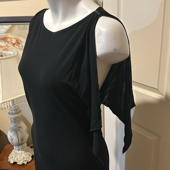 Laundry by Shelli Segal Black Midi Stretch Dress. Size 10. Missing belt - Picture 2 of 10